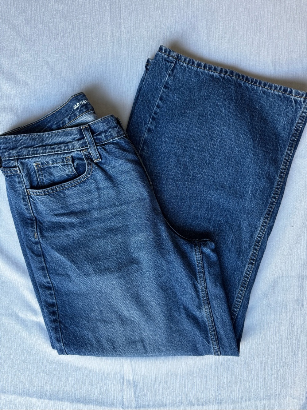 Old Navy Mid-Rise Wow Baggy Wide-Leg Jeans Kiora Blue Denim Size 8 100% Cotton